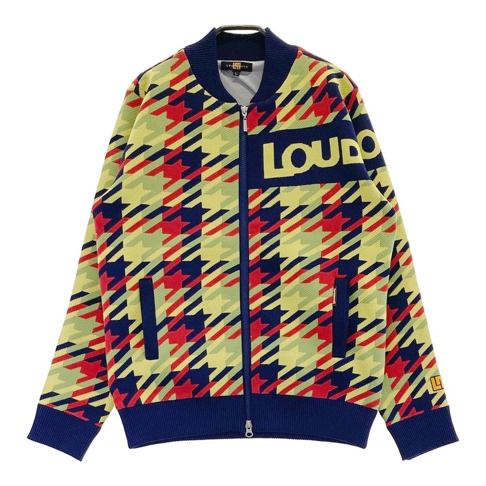 サイズ L LOUD MOUTH ラウドマウス 裏地付 ニット ジップジャケット 千鳥柄 オレンジ系 240101451549 ゴルフウェア レディース ストスト