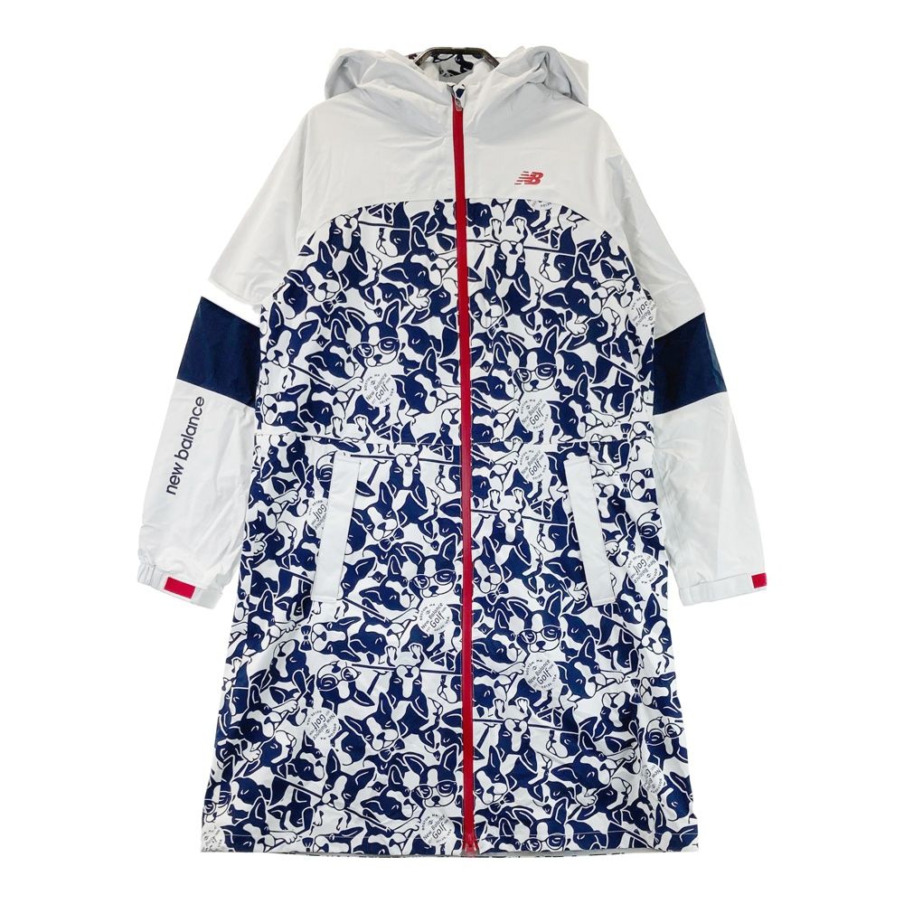 サイズ 2 NEW BALANCE GOLF ニューバランス フード付2WAYレインワンピース ボストンテリア総柄 ホワイト系 240101541293 ゴルフウェア レディース ストスト