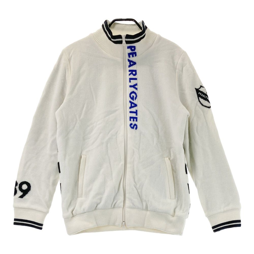 サイズ 6 PEARLY GATES パーリーゲイツ ニットジップジャケット 裏地ニコちゃん ボーダー柄 ホワイト系 240101544853 ゴルフウェア メンズ ストスト