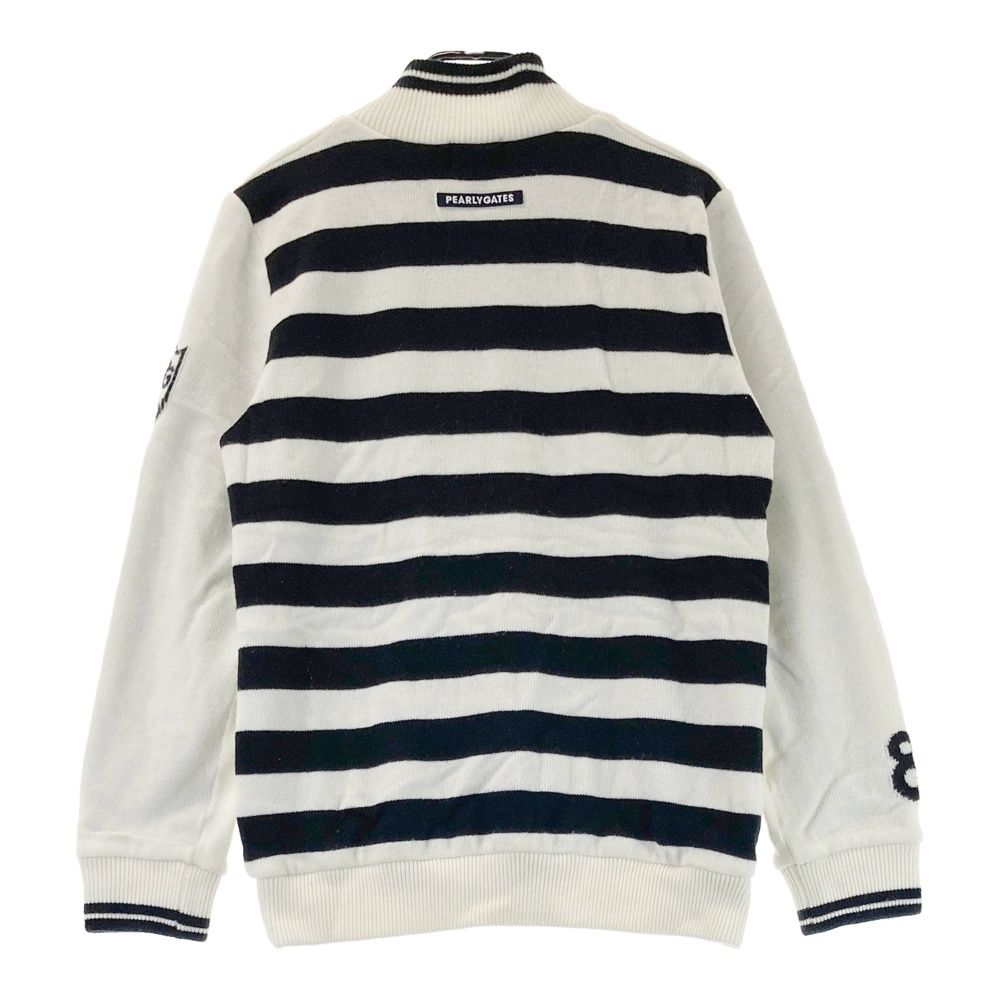 サイズ 6 PEARLY GATES パーリーゲイツ ニットジップジャケット 裏地ニコちゃん ボーダー柄 ホワイト系 240101544853 ゴルフウェア メンズ ストスト