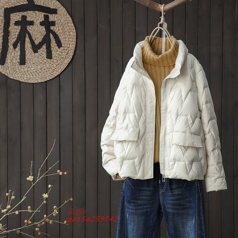 ショートのダウンジャケット レディース ダウンジャケット ダックダウン 暖かい 秋冬 ファー付き 着痩せ 防寒 通勤 かわいい シンプル 体型カバー 厚手 pai5a259742
