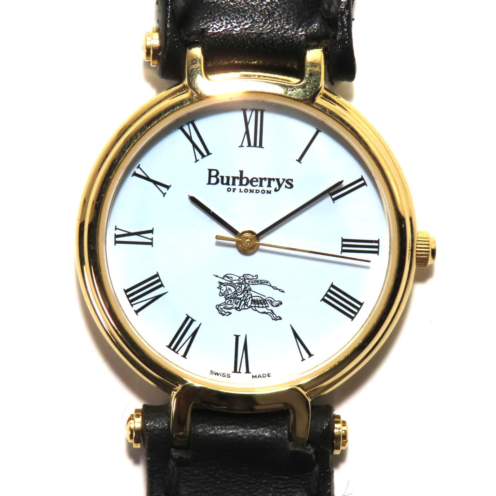 稼働品 BURBERRY バーバリー クオーツ メンズ クオーツ 腕時計 3200 牛革レザーバンド