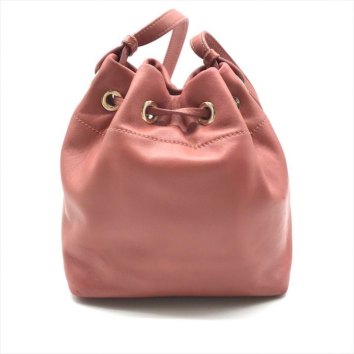 JIMMY CHOO ジミーチュウ ロゴ レザー 2WAY ハンド ショルダー バッグ ピンク 巾着 ブランド 鞄 BAG m15152
