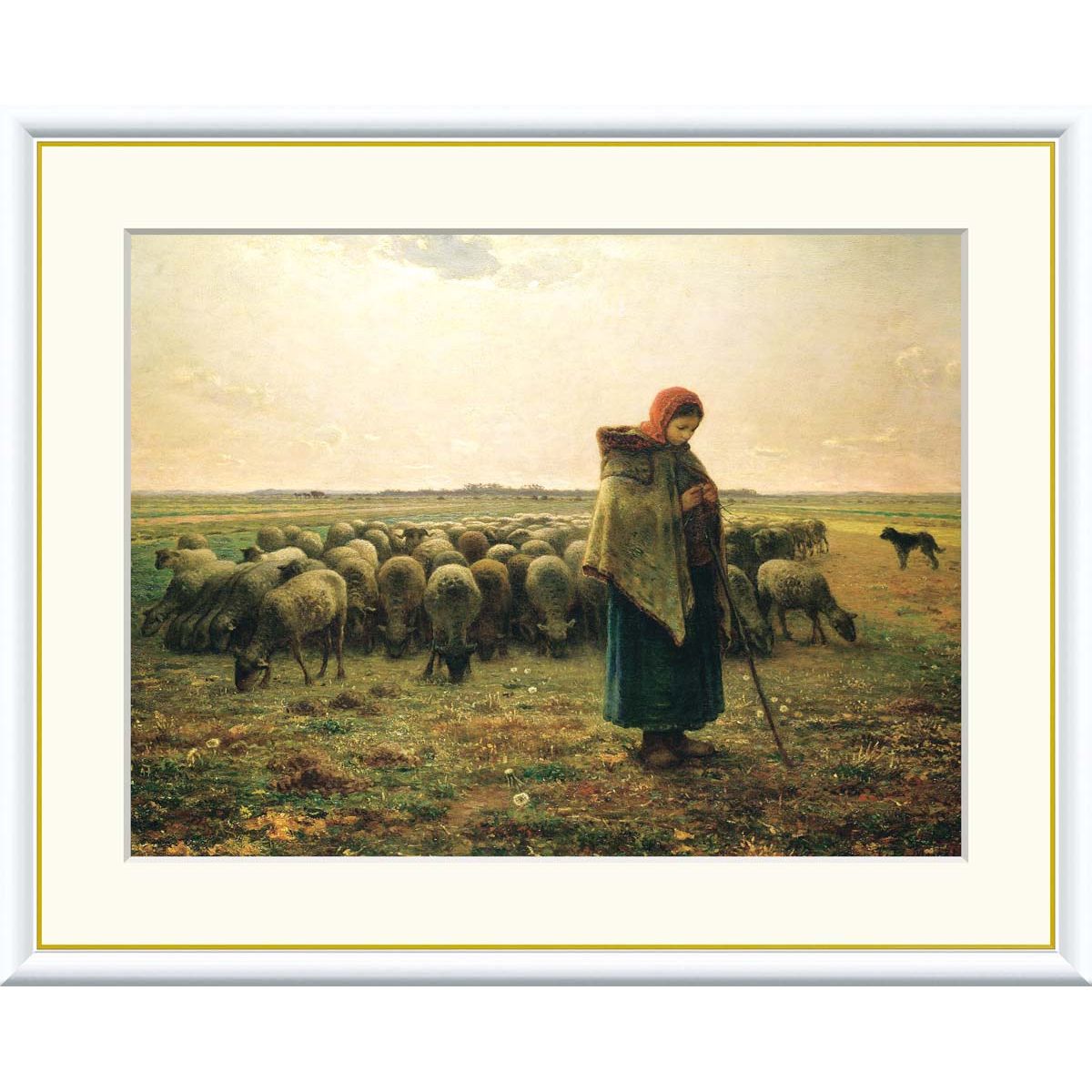 絵画 世界の名画 羊飼いの少女 ジャン＝フランソワ・ミレー 額入り