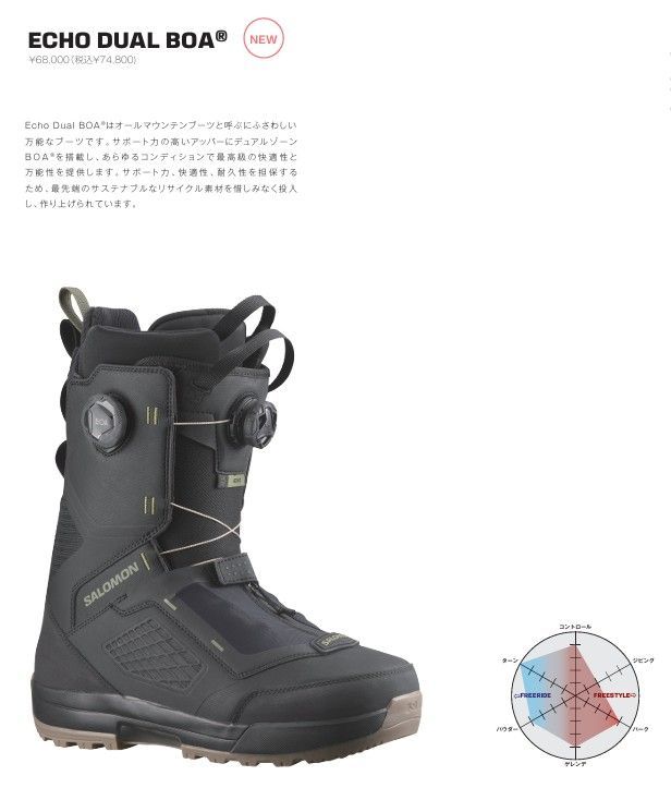 25-26 SALOMON BOOTS ECHO DUAL BOA BLACK BLACK DEEP LICHEN GREEN 25cm 土日祝発送OK 12000