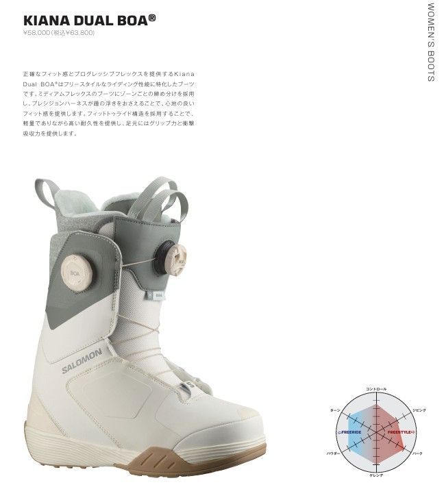 25-26 SALOMON BOOTS KIANA DUAL BOA BLACK BLACK VANILLA ICE 24.5cm 土日祝発送OK 12000