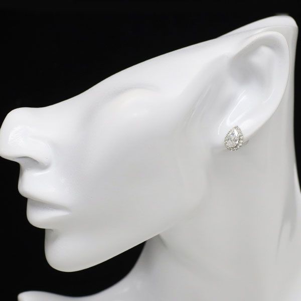 新品 Pt900 片側LDH ペアシェイプ ダイヤモンド ピアス 2.011ct F/G I1