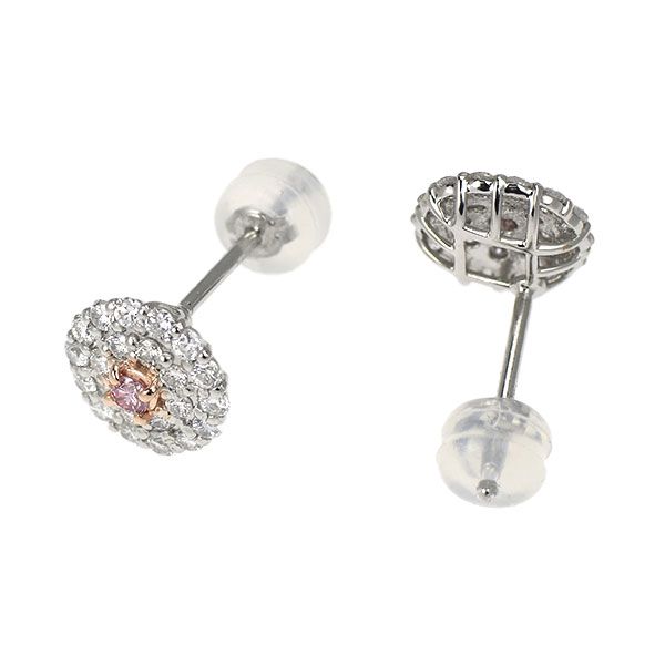 新品 希少 Pt900 天然ピンク ダイヤモンド ピアス 0.080ct FIPP VS2