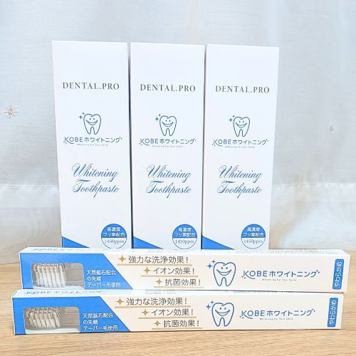 kobeホワイトニング 美白ハミガキ粉3個 ホワイトニング用歯ブラシ2本セット