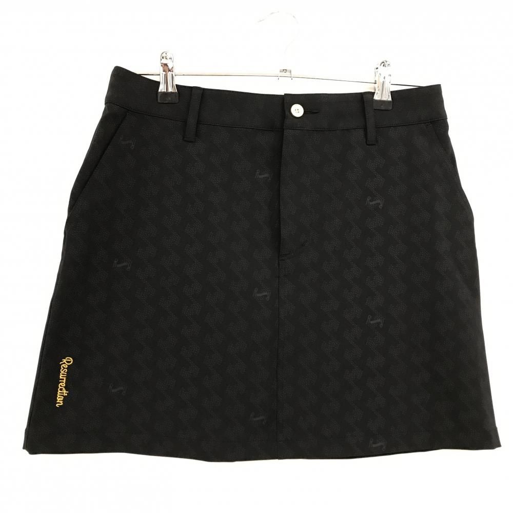 超 レザレクション スカート 黒 地模様 ストレッチ レディース L ゴルフウェア Resurrection