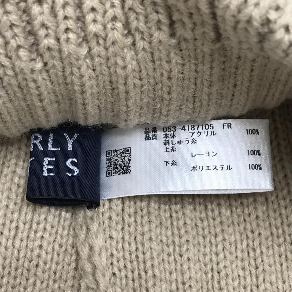 香水 超 パーリーゲイツ ニット帽 ベージュ×ボルドー 立体ロゴ刺しゅう FR ゴルフウェア モデル PEARLY GATES