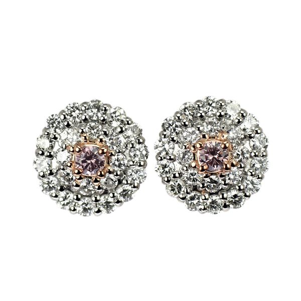 新品 希少 Pt900 天然ピンク ダイヤモンド ピアス 0.089ct FIP VS1 D0