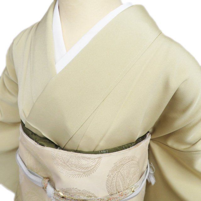 色留袖 着物 本加工 正絹 袷 紋付 一つ紋 金駒刺繍 花の図 梅 鴛鴦 麦藁色 多色 金 身丈163cm 裄69.5cm L きもの北條 A1290-3