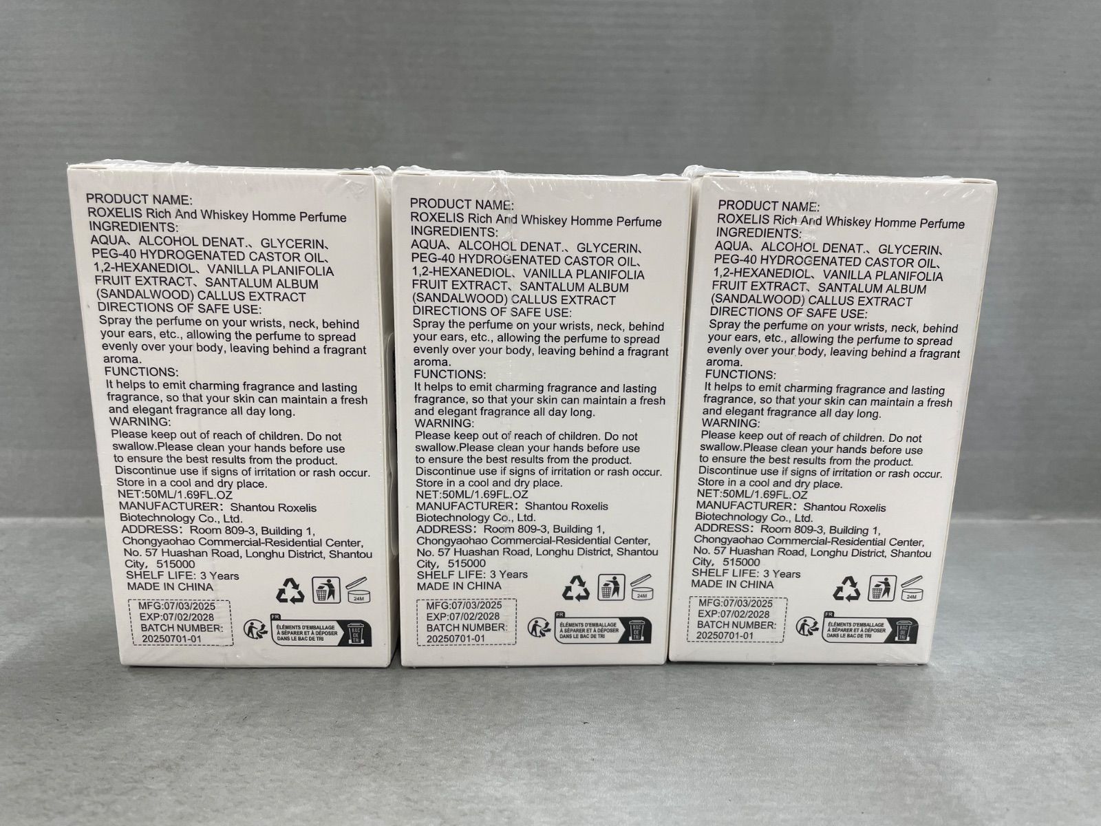 W1480 Roxelis Rich and Whiskey Homme Perfume 50ml 計3点セット 280207