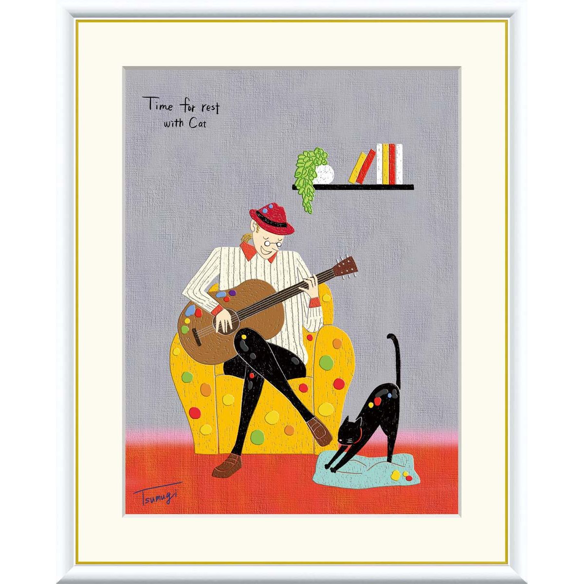 高精細デジタル額装版画 現代アート Tsugumi Time for rest -動物の