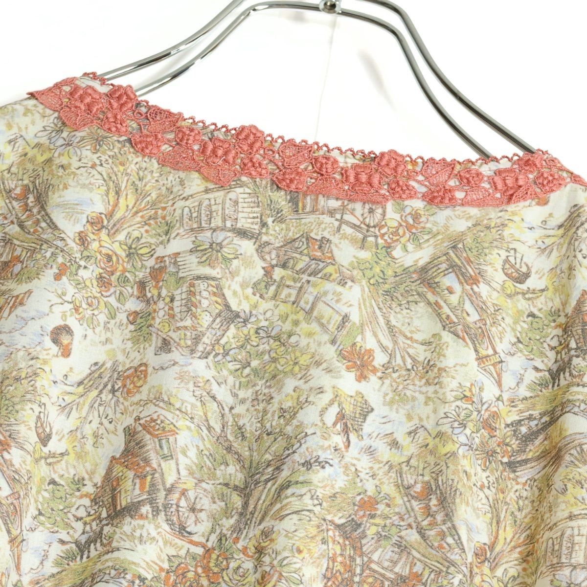 極美品】ピンクハウス☆風景スケッチ柄♪ 半袖ワンピース ミックス系  