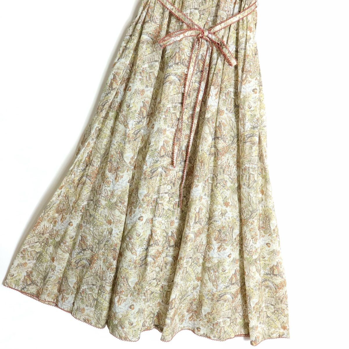 極美品】ピンクハウス☆風景スケッチ柄♪ 半袖ワンピース ミックス系  