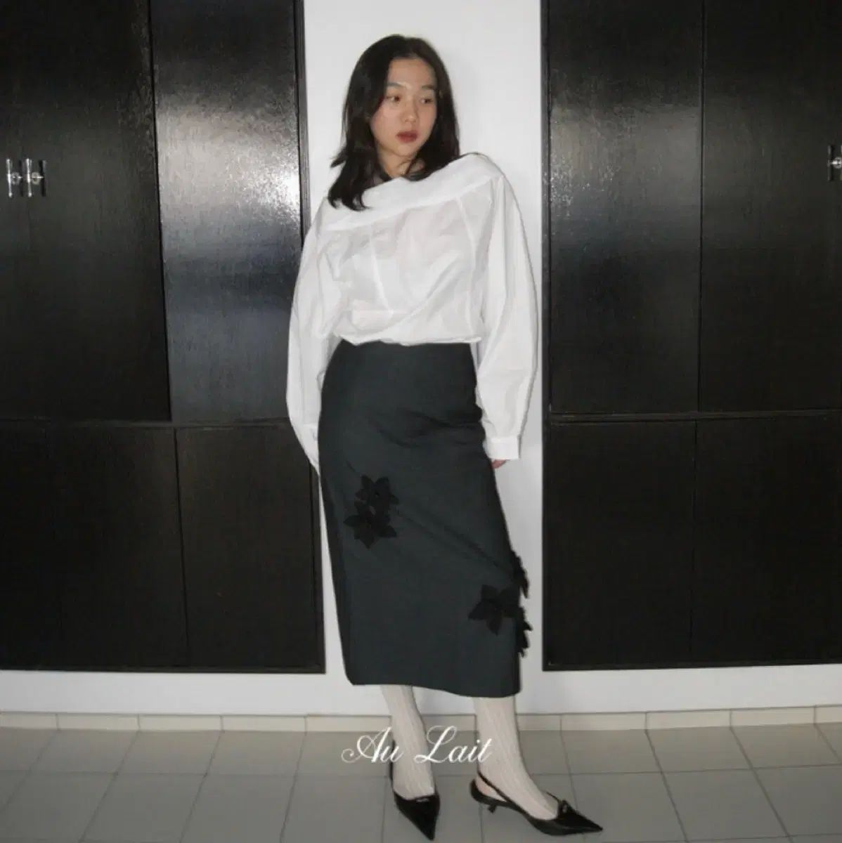 ショップ オレ アネモネ スカート チャコール L