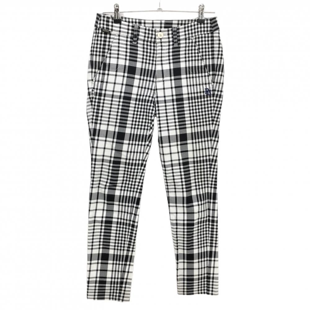 美品】パーリーゲイツ パンツ 白×黒 チェック コットン混 レディース 1