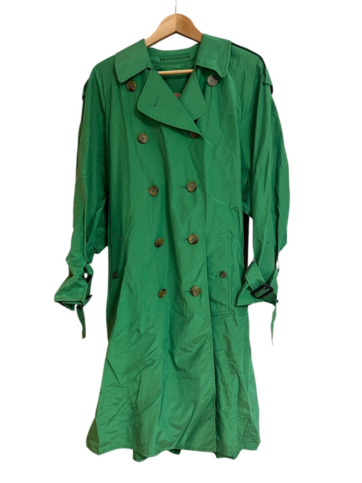 Z1570Burberrys'バーバリー ナイロン トレンチコート グリーン