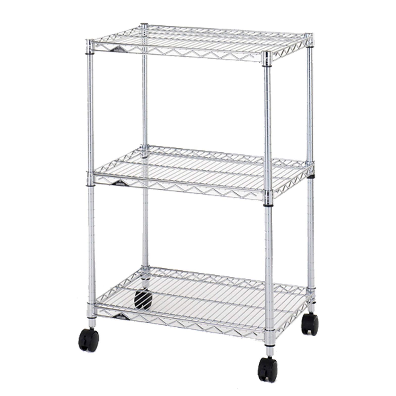 3段 幅60 隙間収納 防錆加工 収納棚 業務用 スチールラック 耐荷重250kg 棚板1枚あたり ラック キャスター付き レギュラー 豊富なカスタムパーツ ポール径25mm ルミナス 幅61×奥行46×高さ95.5cm ドウシシャ NLH60
