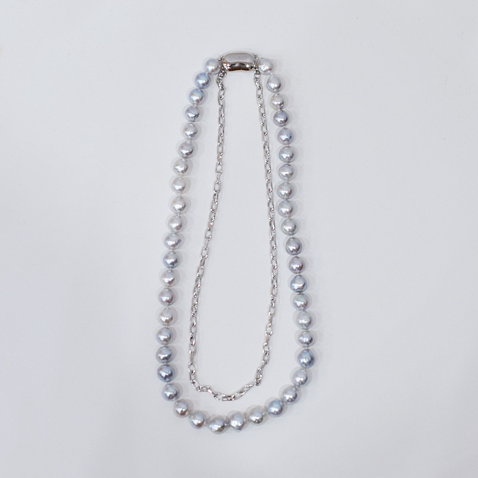 pg105 8mm - 9mm バロック バロックパール ナチュラル ネックレス あこや真珠 チョーカー チェーン 珍珠 本真珠