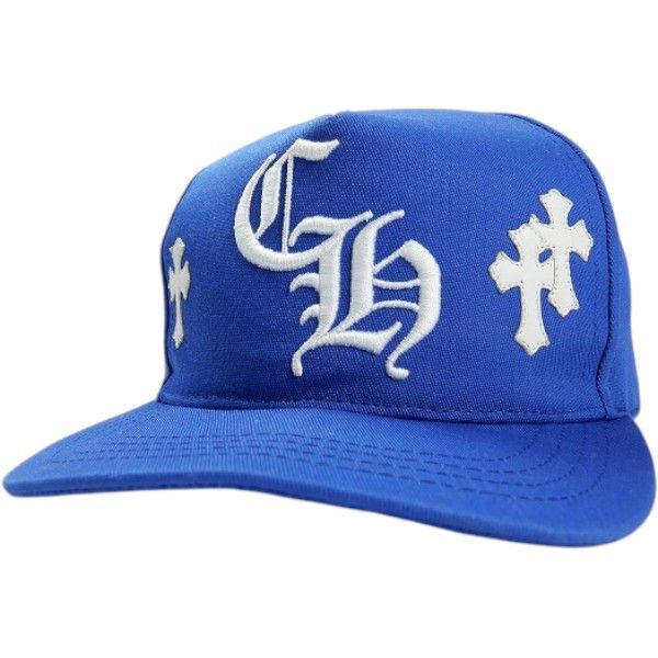 Size フリー CHROME HEARTS クロム ハーツ HAT 5 PANEL CAP BSBL CBLT BLUE WHITE クロスパッチ付きベースボールキャップ 青 品-良い 20828692