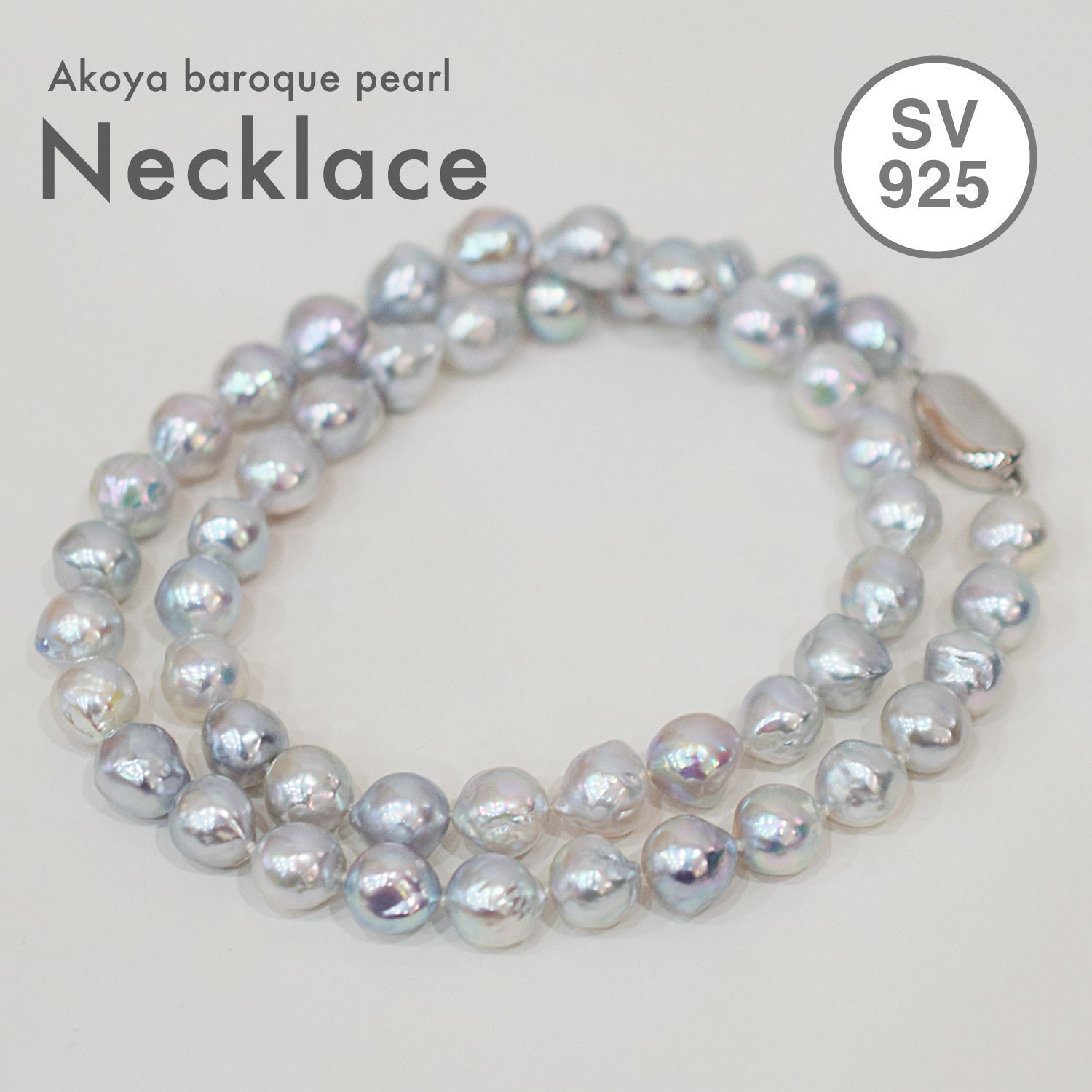 pg107_2 完成品 9mm - 10mm バロック バロックパール ナチュラルカラー ネックレス あこや真珠 チョーカー 本真珠