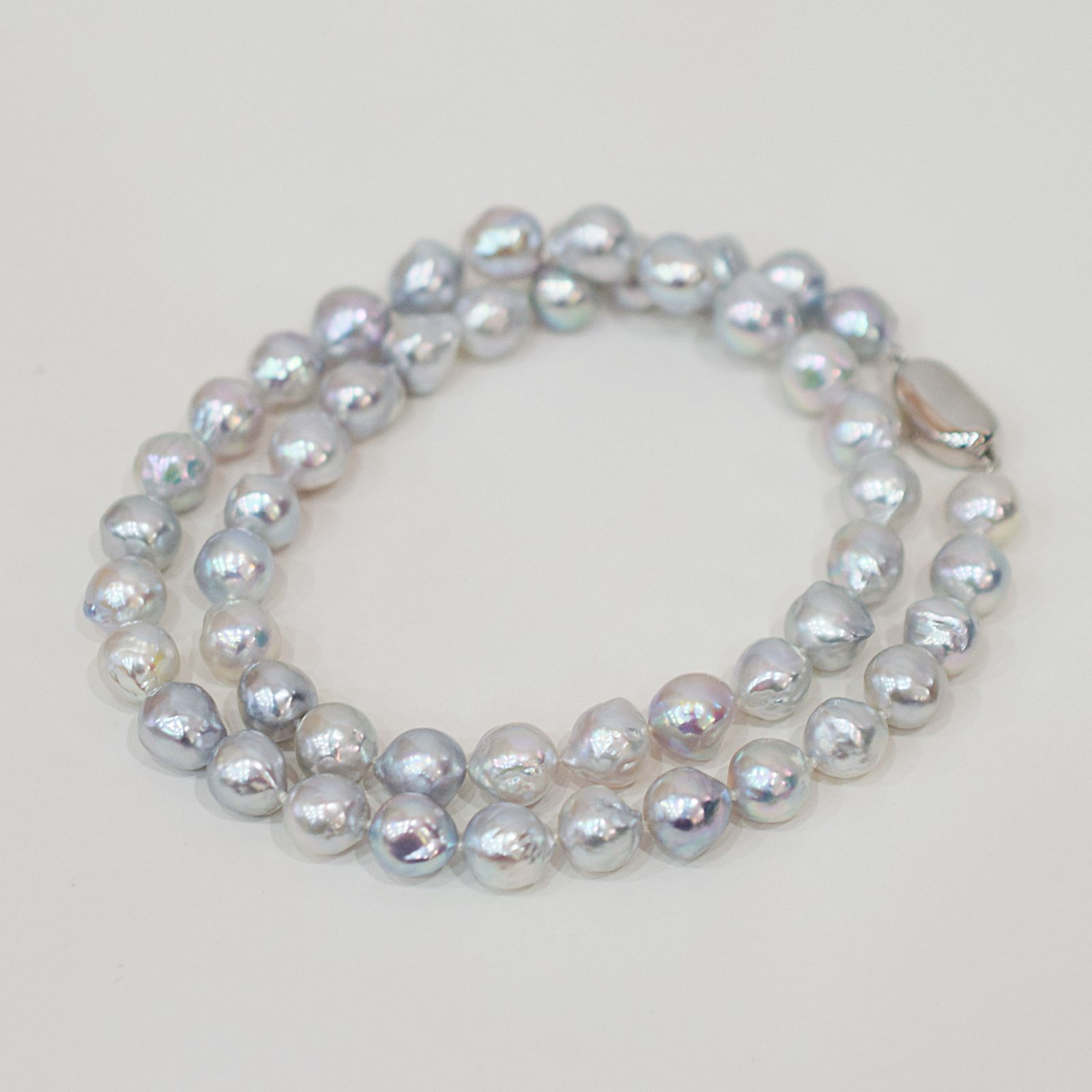 pg107_2 完成品 9mm - 10mm バロック バロックパール ナチュラル ネックレス あこや真珠 チョーカー 本真珠