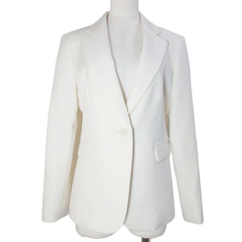 ドゥクラッセ DoCLASSE THE CLASSE ザ クラス タグ付き テーラード ジャケット 30456 シングル 1B 総裏地 7 S相当 白 ホワイト |X