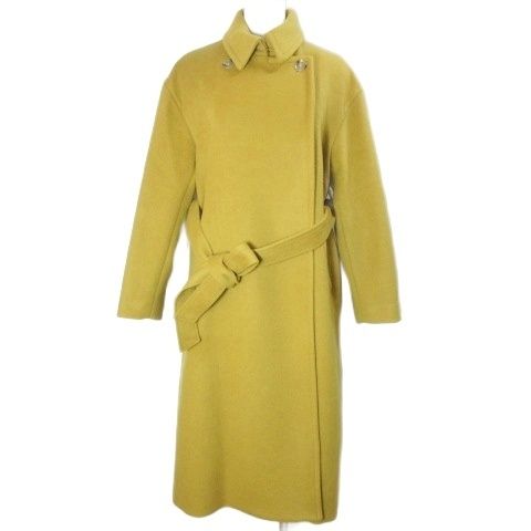ジャーナル レリューム JOURNAL STANDARD relume 20AW LANA WOOL 140 ビック コート ロング 20020462102030 オーバーサイズ ベルト付き 小さいサイズ 34 XS相当 黄 イエロー X