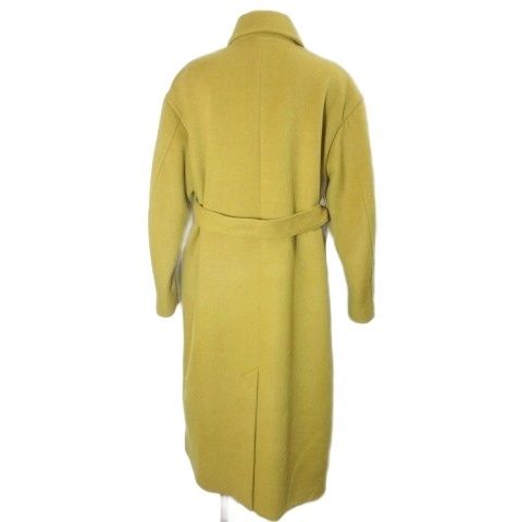 ジャーナル レリューム JOURNAL STANDARD relume 20AW LANA WOOL 140 ビック コート ロング 20020462102030 オーバーサイズ ベルト付き 小さいサイズ 34 XS相当 黄 イエロー X