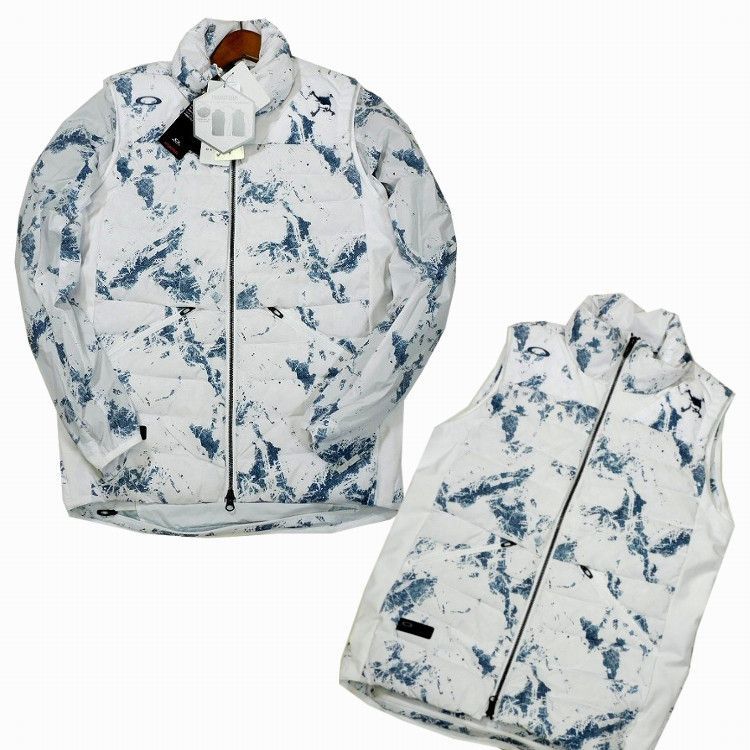 定価28 600円 オークリー スカル 2WAY ダウンベスト ジャケット L 白 SKULL TRANSFORM DOWN VEST 撥水 防風 軽量 ストレッチ OAKLEY SKULL メンズ