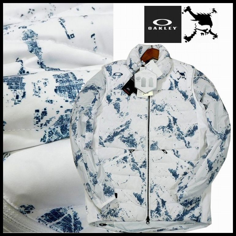 定価28 600円 オークリー スカル 2WAY ダウンベスト ジャケット L 白 SKULL TRANSFORM DOWN VEST 撥水 防風 軽量 ストレッチ OAKLEY SKULL メンズ