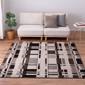 ラグ タフトラグ 約190×240cm ベージュ 防炎 防ダニ 抗菌 防臭 日本製 アラビカ