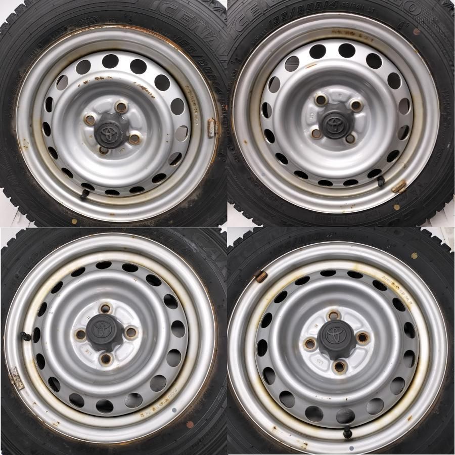 ◆本州 四国は ◆ スタッドレス - ホイール 4本 155 80R14 88 86N LT グッドイヤー 14x5J トヨタ プロボックス 純正 4H -100