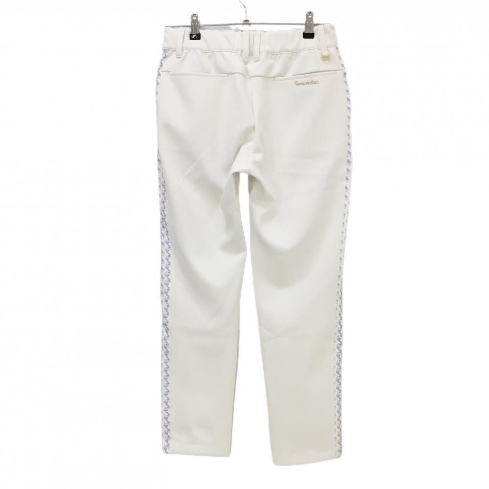 超 レザレクション パンツ 白×ブルー サイド切替総柄 ウエスト一部ゴム ストレッチ レディース M ゴルフウェア Resurrection