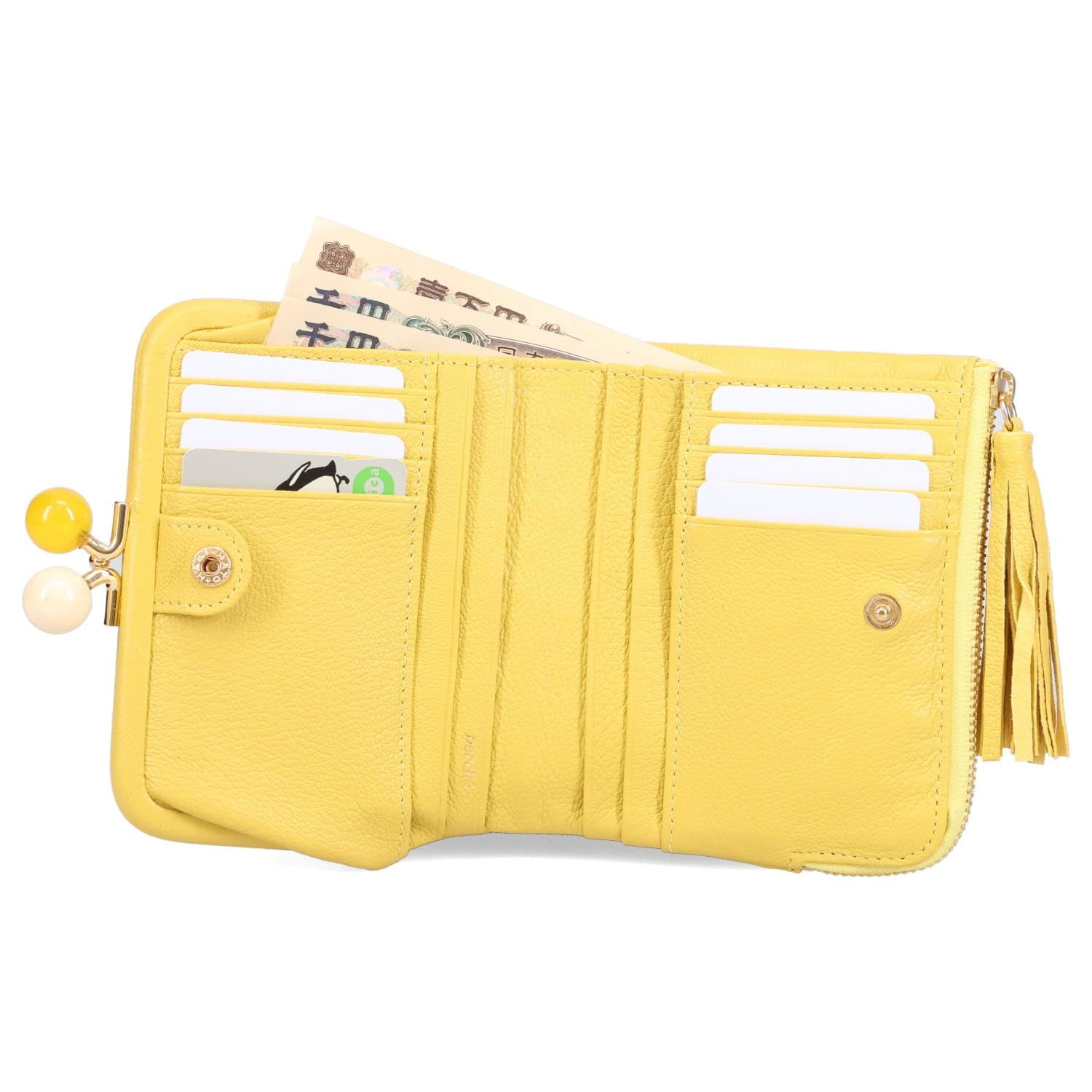 アクリル玉がま口2つ折り財布