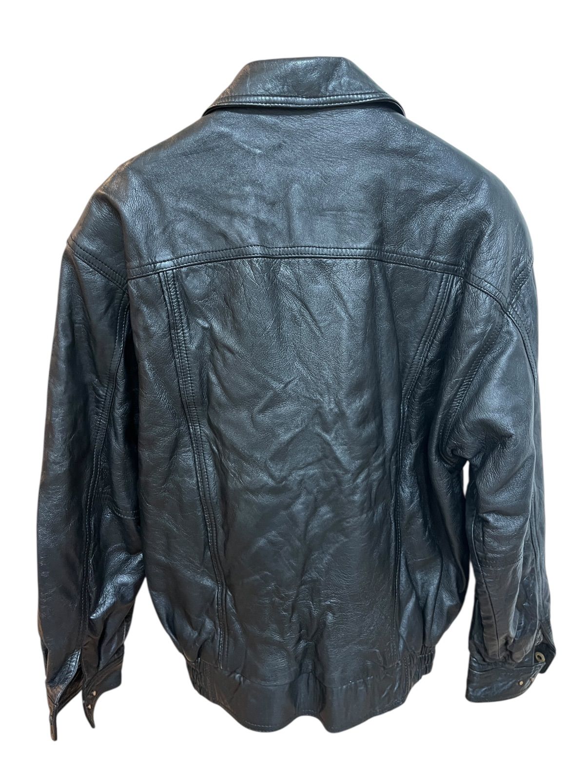 Z1570ノーブランド レザージャケット ライダース ブラック メンズ