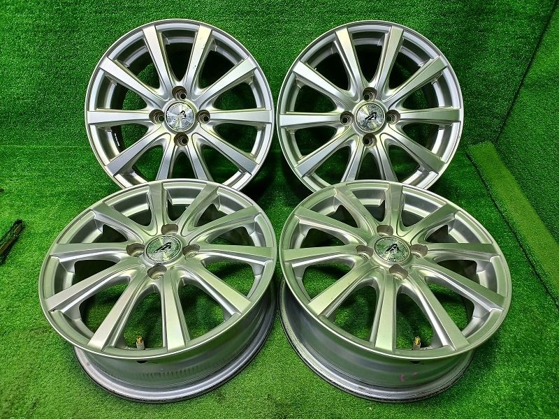 社外 AZスポーツ ｱｸｱ ﾔﾘｽ ﾉｰﾄ ホイール アルミ シルバー 15インチ 5.5J 4穴 4本 100 45