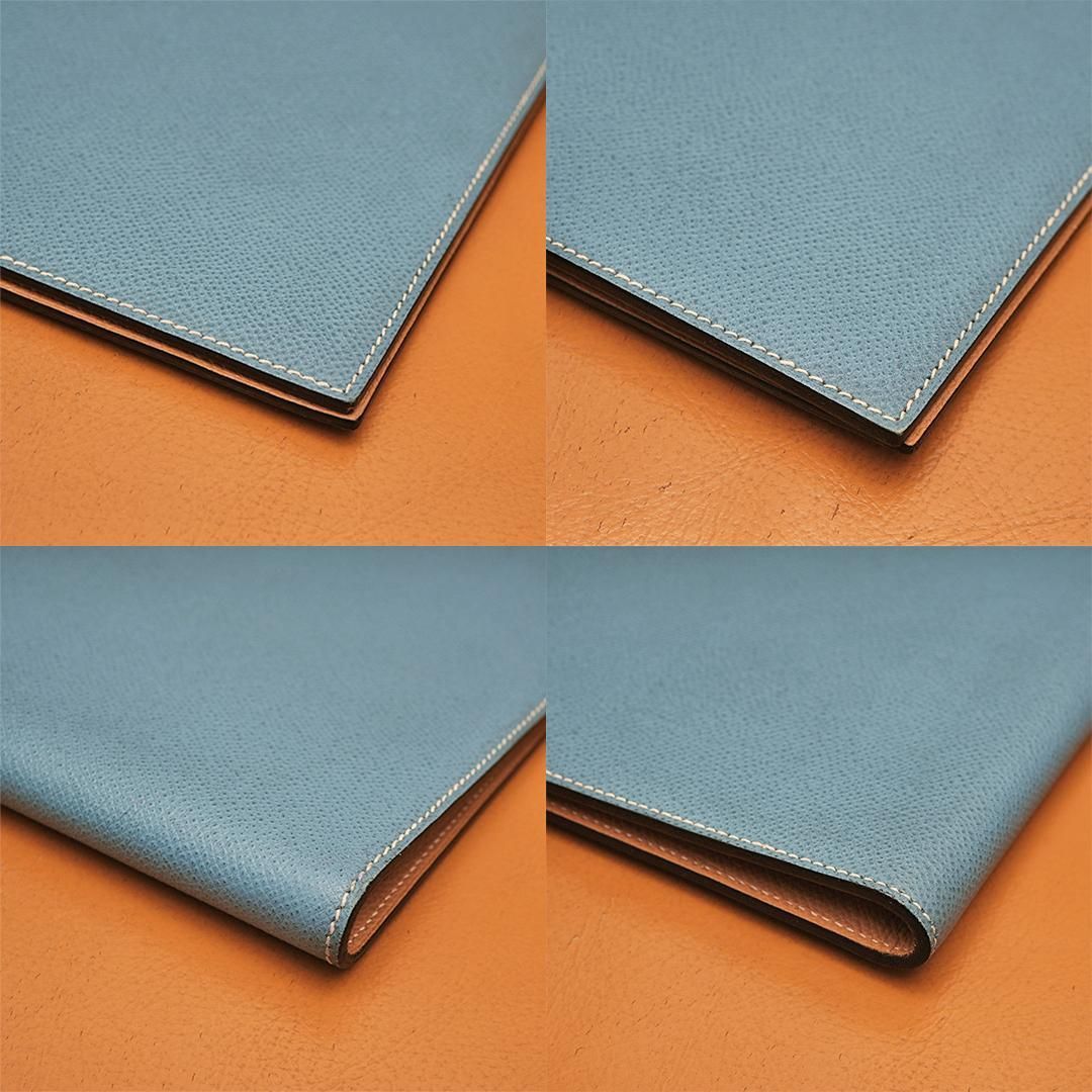 希少　美品　 エルメス A4　ノートカバー　バイカラー　アジェンダ ブルージーン 希少 美品 HERMES エルメス A4 ノートカバー バイカラー アジェンダ