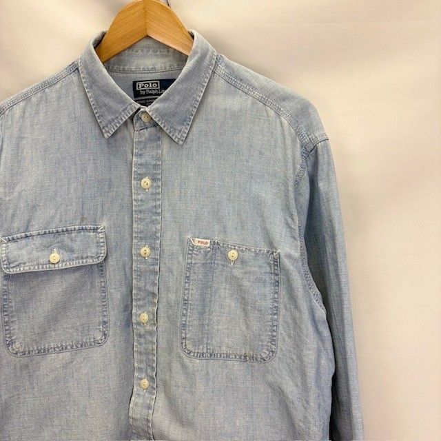 POLO by RALPH LAUREN VINTAGE DUNGAREE WORKSHIRT 90年代ダンガリーワークシャツ サイズXL 07102903 872 シミ汚れ