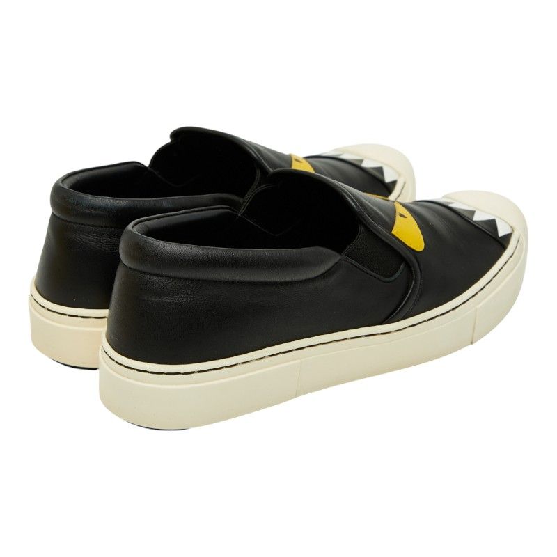 フェンディ モンスター バグズアイ BUGS EYE スリッポン サイズ37 ブラック ホワイト レザー レディース FENDI 1-0239750