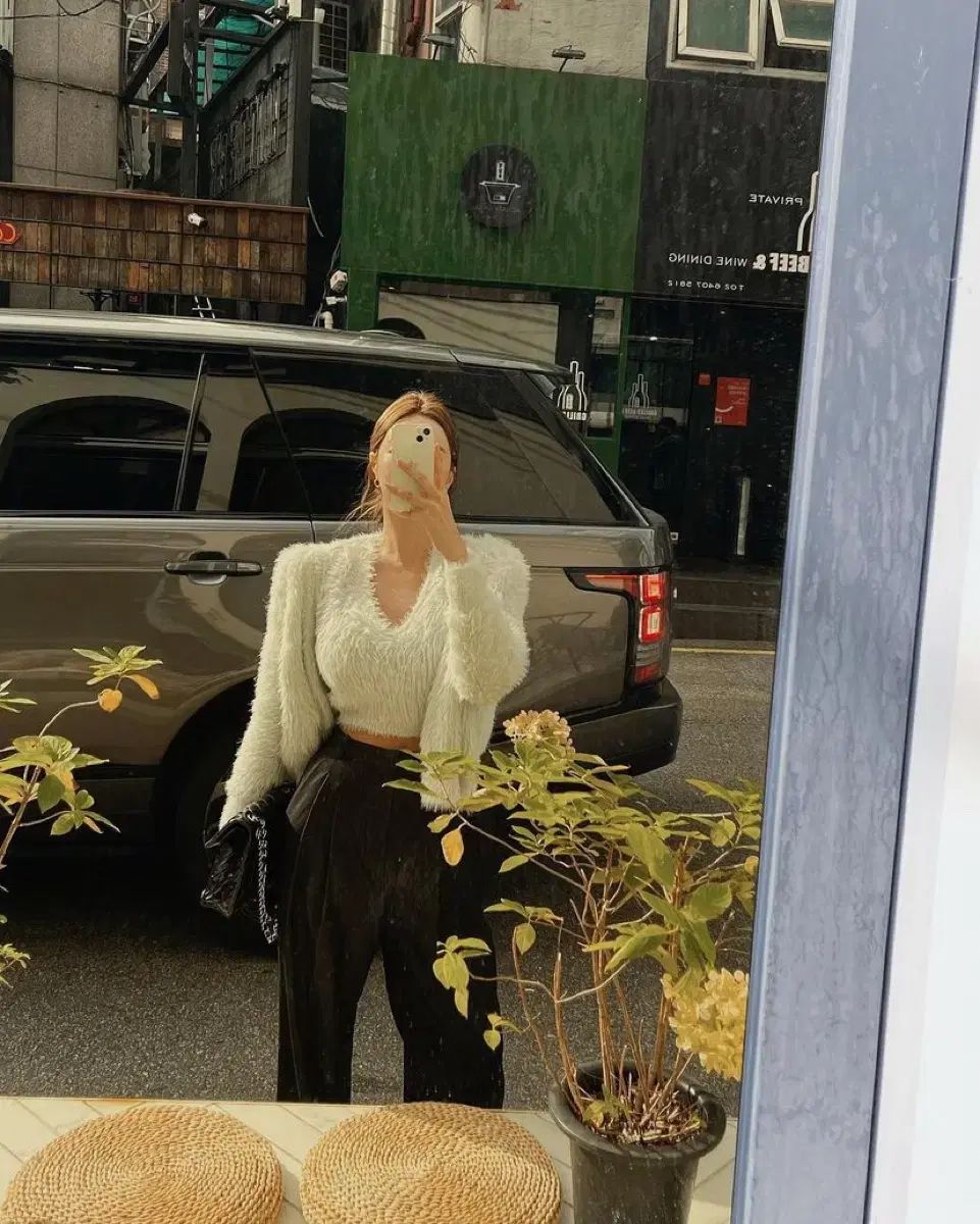 ブラック コズキャット ファー ノースリーブ カーディガン セット