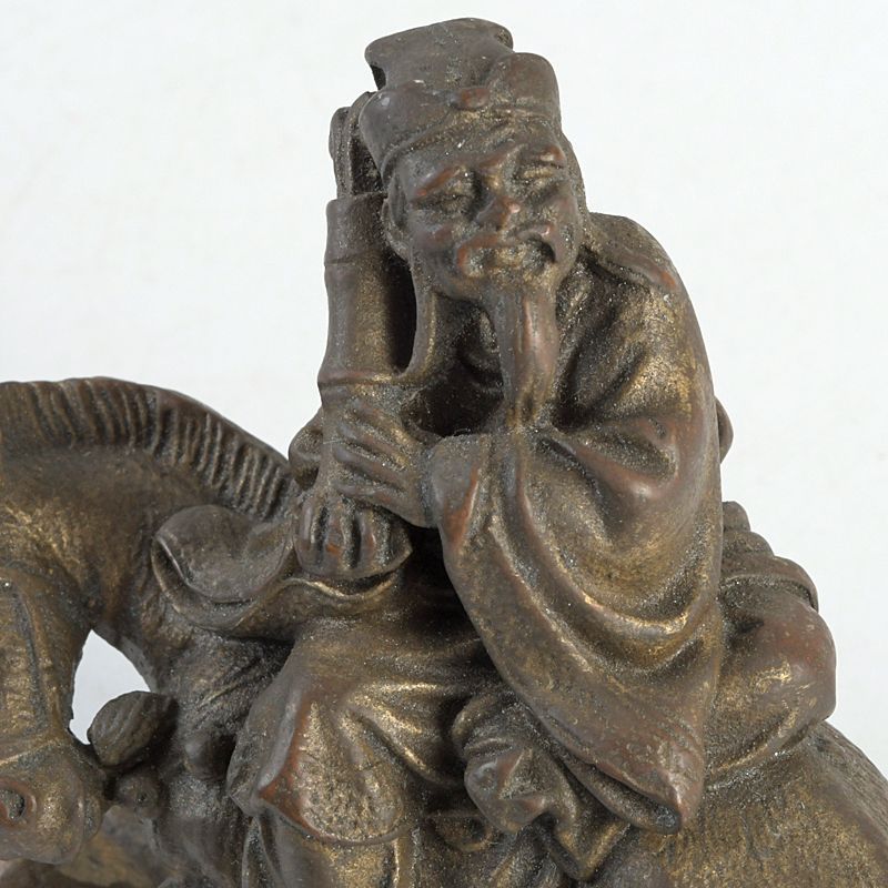 中国 古銅宣徳銅 馬に寿老人 香炉 中国 古銅宣徳銅 馬に寿老人 香炉