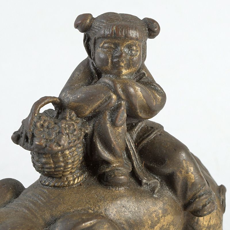 中国 古銅宣徳銅 馬に寿老人 香炉 中国 古銅宣徳銅 馬に寿老人 香炉