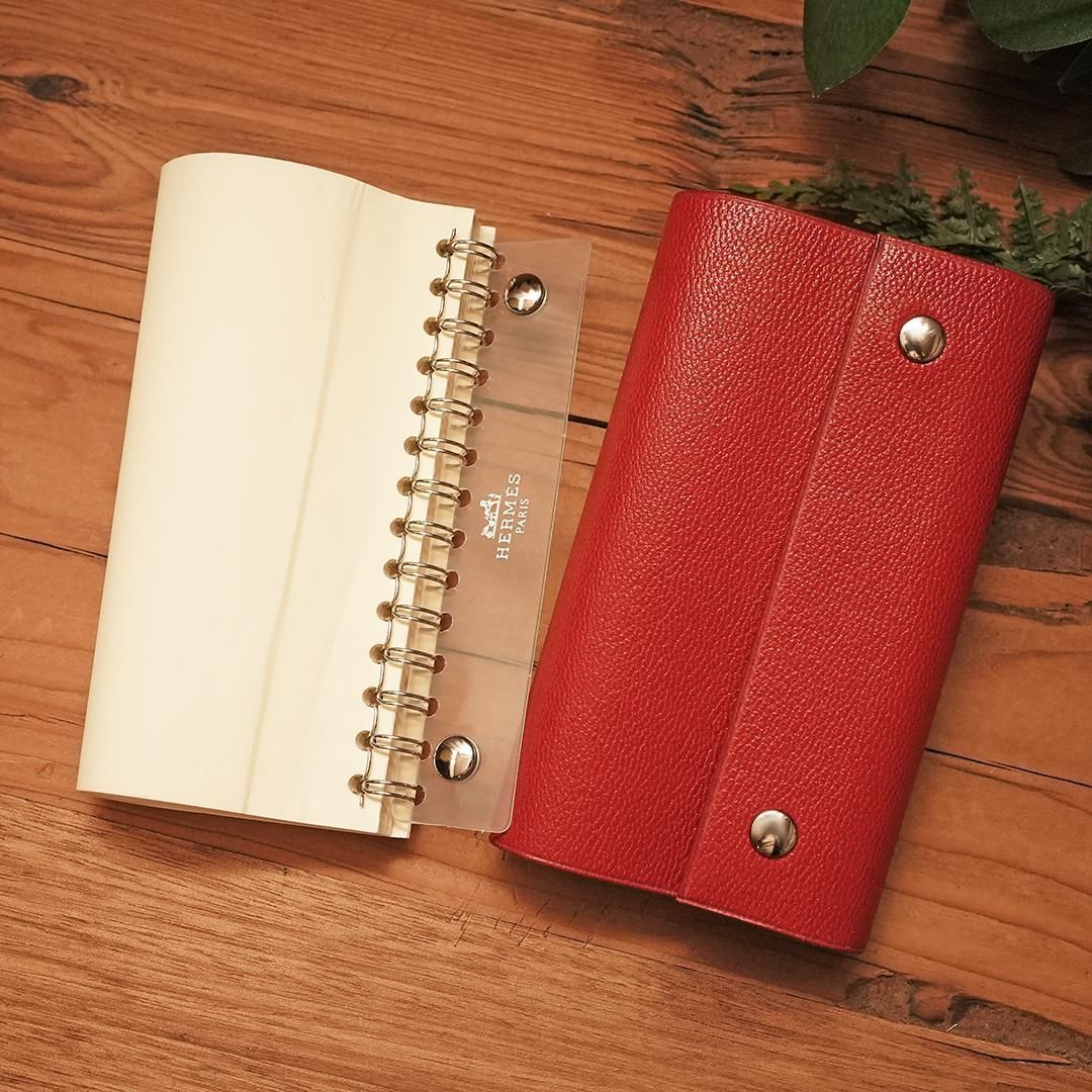 美品 希少 エルメス カイエルーレ 手帳カバー メモ帳 アジェンダ 赤