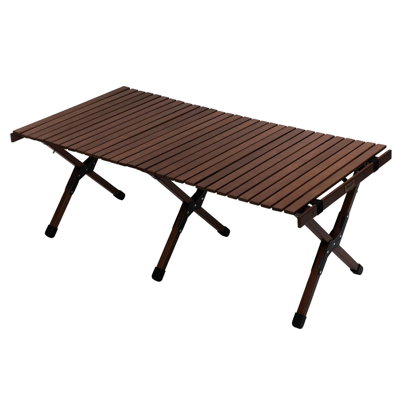 在庫 DB ダークブラウン 120 ロールテーブル ローテーブル 天然 キャンプ アウトドア コンパクト ウッドロールトップテーブルEX おしゃれ Hilander ハイランダー