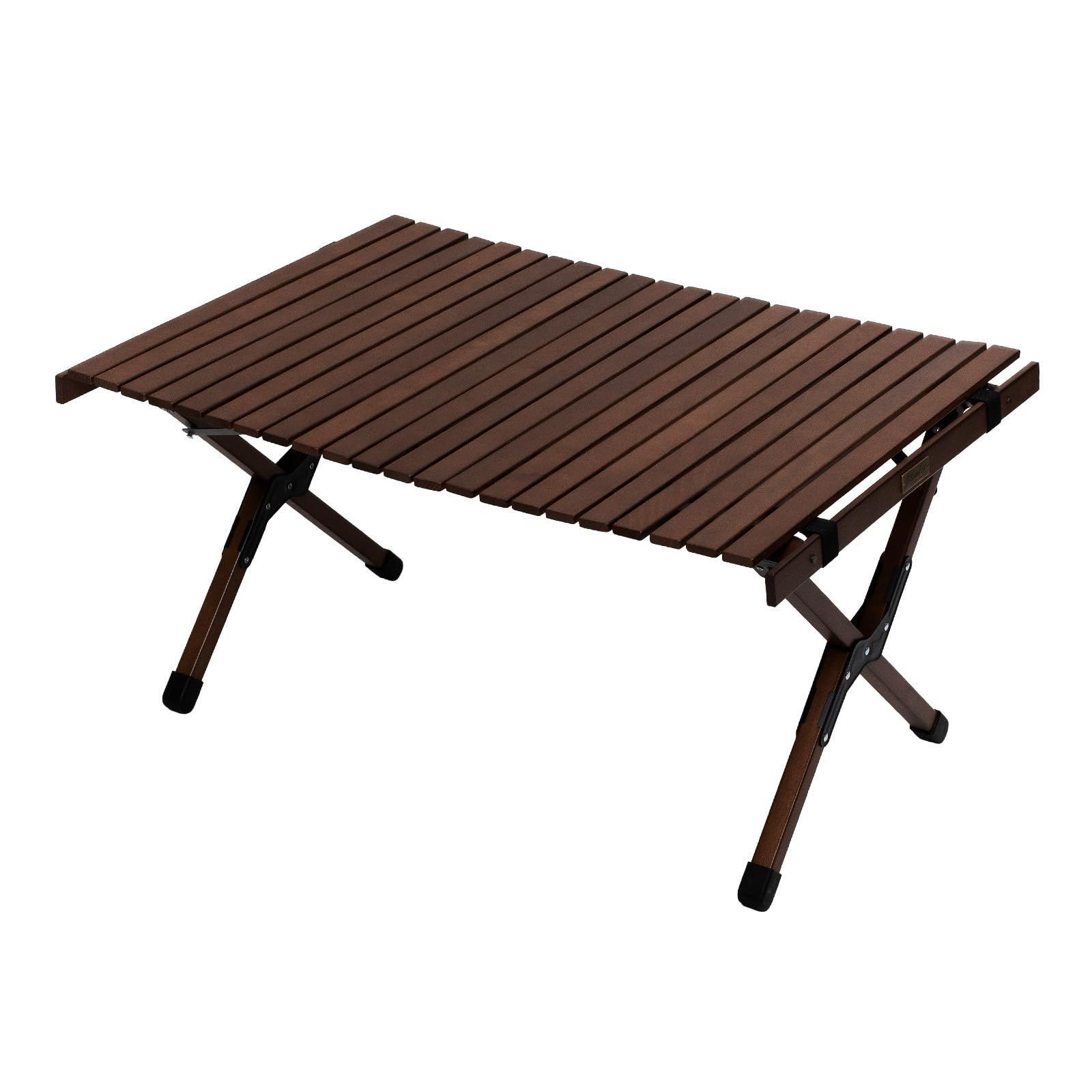 在庫 ローテーブル キャンプ 90 DB アウトドア ダークブラウン ロールテーブル ウッドロールトップテーブルEX 天然 コンパクト Hilander ハイランダー おしゃれ