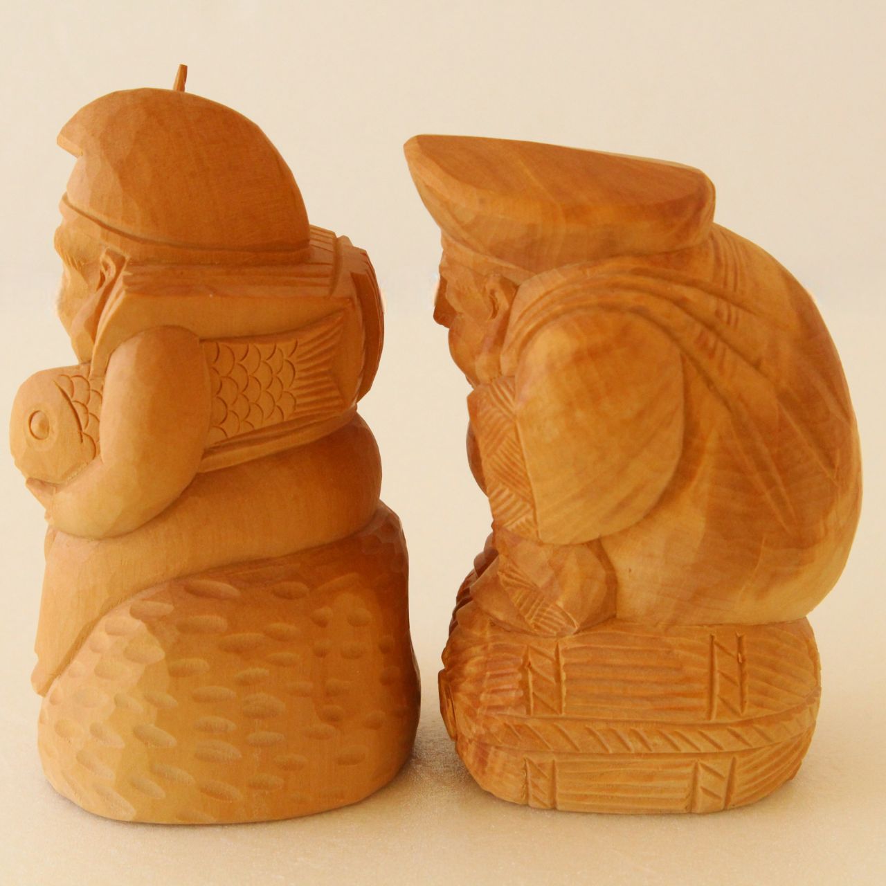 KO]七福神 恵比寿様 大黒様 2体セット 杉本神社 平成18年1月 木製 置物